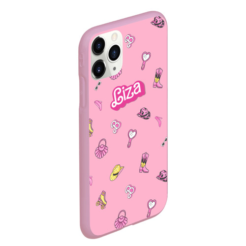 Чехол для iPhone 11 Pro Max матовый Лиза - в стиле барби: аксессуары на розовом паттерн, цвет розовый - фото 3