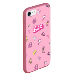 Чехол для iPhone 7/8 матовый Лиза - в стиле барби: аксессуары на розовом паттерн - фото 2