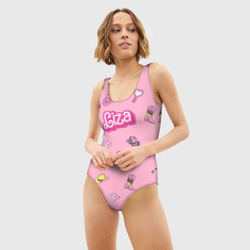Женский купальник 3D Лиза - в стиле барби: аксессуары на розовом паттерн