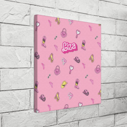Холст квадратный Лиза - в стиле барби: аксессуары на розовом паттерн - фото 2