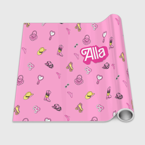 Бумага для упаковки 3D Алла - в стиле ретро барби: аксессуары на розовом паттерн  - фото 2