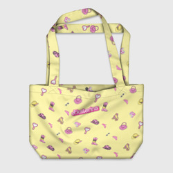 Пляжная сумка 3D Екатерина - в стиле барби: аксессуары на желтом паттерн
