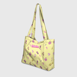 Пляжная сумка 3D Екатерина - в стиле барби: аксессуары на желтом паттерн - фото 2