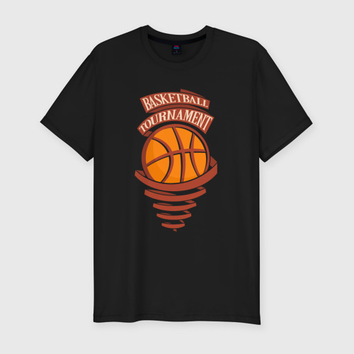 Мужская футболка хлопок Slim Баскетбольный турнир, цвет черный