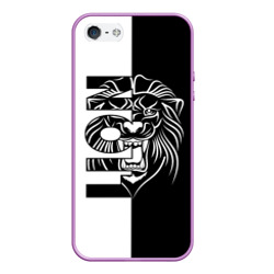 Чехол для iPhone 5/5S матовый Лев - чёрно белый