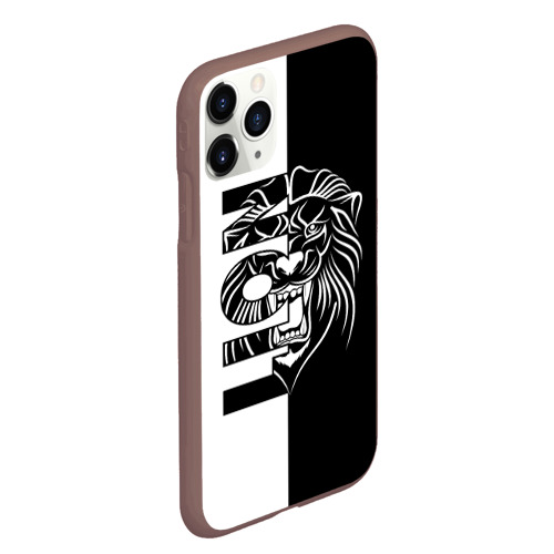 Чехол для iPhone 11 Pro Max матовый Лев - чёрно белый, цвет коричневый - фото 3