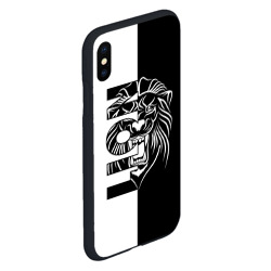 Чехол для iPhone XS Max матовый Лев - чёрно белый - фото 2