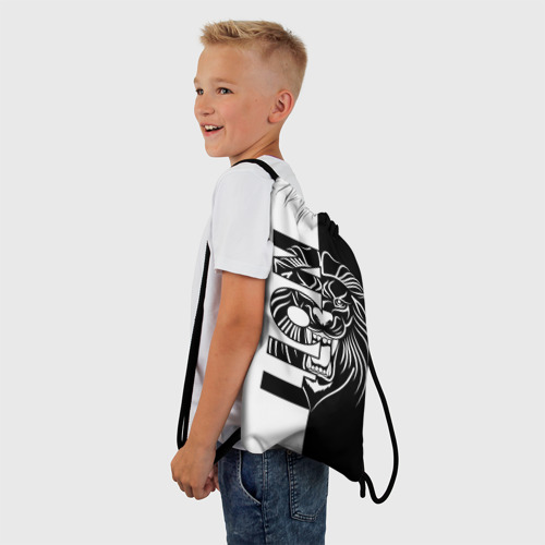 Рюкзак-мешок 3D Лев - чёрно белый - фото 3