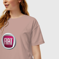 Женская футболка хлопок Oversize Fiat  Italy - фото 2