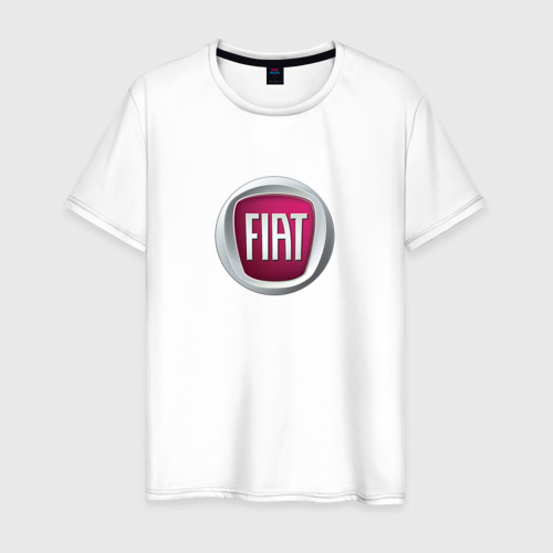Мужская футболка из хлопка с принтом Fiat  Italy, вид спереди №1