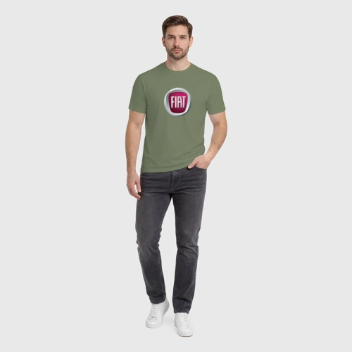 Мужская футболка хлопок с принтом Fiat  Italy, вид сбоку #3