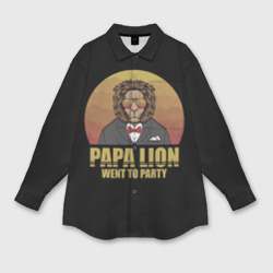 Мужская рубашка oversize 3D Папа лев выходит на вечеринку