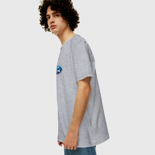 Мужская футболка хлопок Oversize Ford usa auto brend, цвет меланж - фото 5