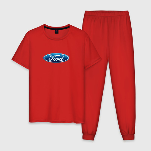 Мужская пижама хлопок с принтом Ford usa auto brend, вид спереди #2