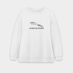 Женский свитшот oversize без начеса хлопок Ягуар спорт кар 