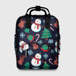 Женский рюкзак 3D Снеговички с рождественскими оленями и елками