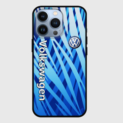 Чехол для iPhone 13 Pro Volkswagen - синий камуфляж