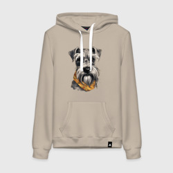 Женская толстовка хлопок Серебристый шнауцер с банданой