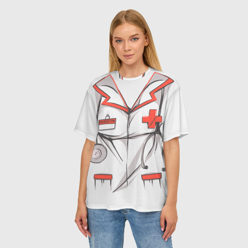 Женская футболка oversize 3D Костюм медсестрички, цвет 3D печать - фото 3
