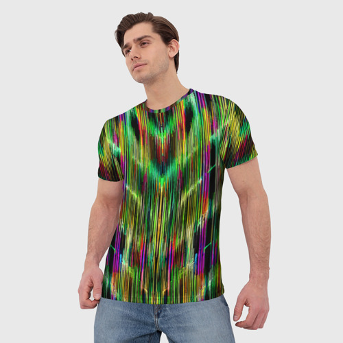 Мужская футболка 3D Абстрактный паттерн из полос, цвет 3D печать - фото 3