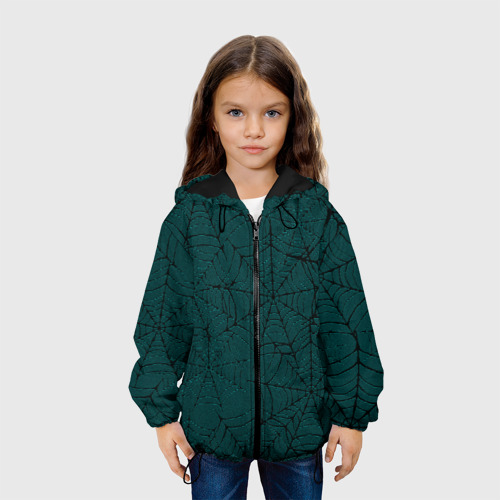 Детская куртка 3D Паутина тёмно-зелёный, цвет черный - фото 4
