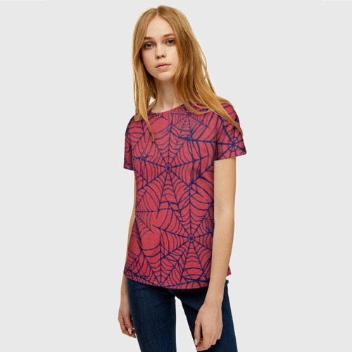 Женская футболка 3D Паутина красно-синий, цвет 3D печать - фото 3