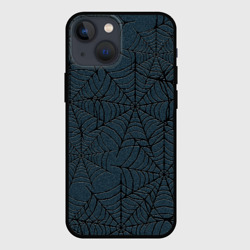 Чехол для iPhone 13 mini Паутина тёмно-синий