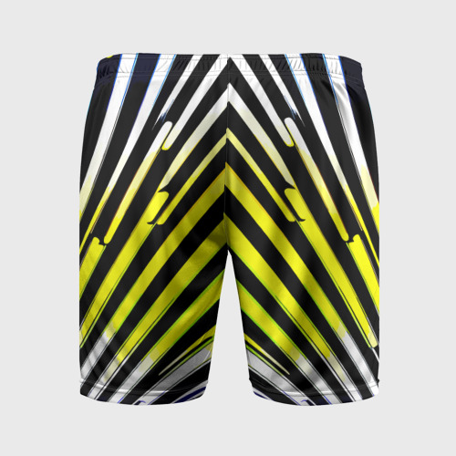 Мужские шорты спортивные с принтом Зеркальный паттерн из полос, вид сзади #1