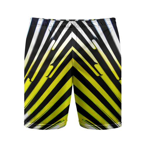 Мужские шорты спортивные с принтом Зеркальный паттерн из полос, вид спереди #2