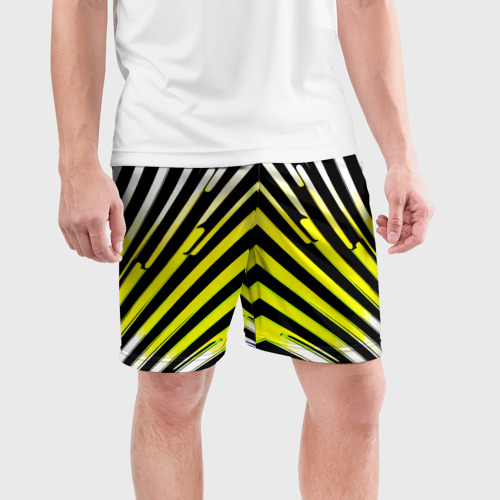 Мужские шорты спортивные с принтом Зеркальный паттерн из полос, фото на моделе #1