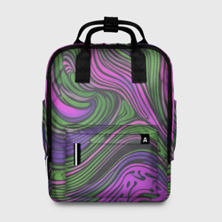 Женский рюкзак 3D Волнистый узор фиолетовый и зелёный