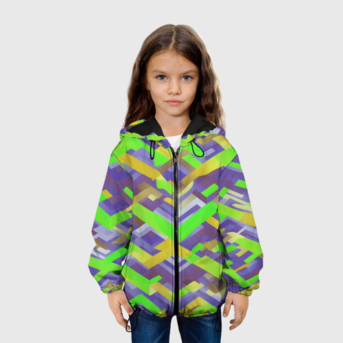 Детская куртка 3D с принтом Зелёные ретро стрелки, вид сбоку #3