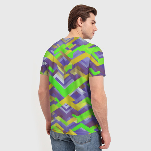 Мужская футболка 3D с принтом Зелёные ретро стрелки, вид сзади #2