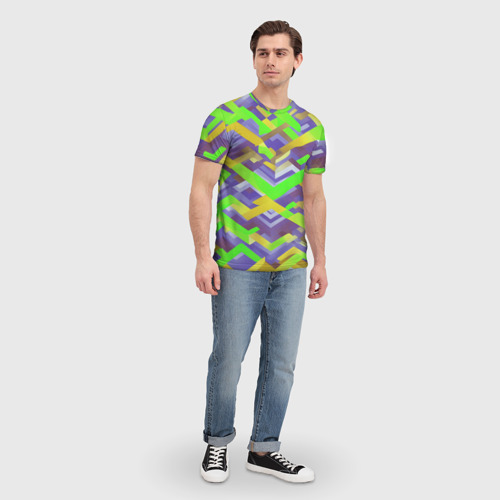 Мужская футболка 3D с принтом Зелёные ретро стрелки, вид сбоку #3