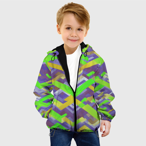 Детская куртка 3D с принтом Зелёные ретро стрелки, фото на моделе #1