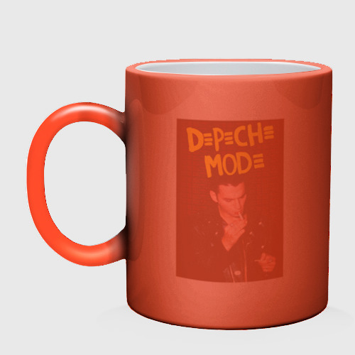 Кружка хамелеон Depeche Mode Dave, цвет белый + красный - фото 3