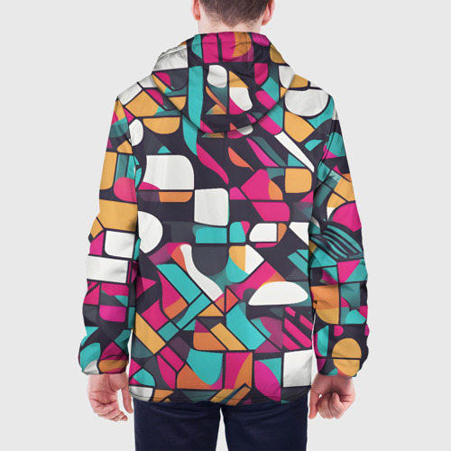 Мужская куртка 3D с принтом Разноцветные ретро фигуры, вид сзади #2