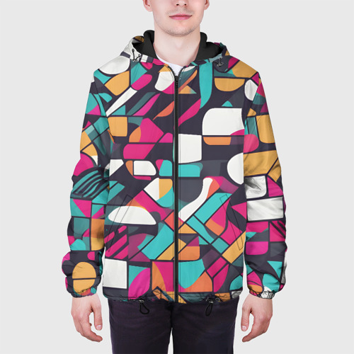 Мужская куртка 3D с принтом Разноцветные ретро фигуры, вид сбоку #3