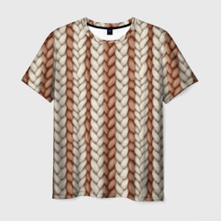 Белая коричневая пряжа – Мужская футболка 3D с принтом купить со скидкой в -26%
