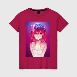 Женская футболка хлопок Anime Girl refflex