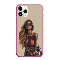Чехол для iPhone 11 Pro Max матовый Девушка с тату загорелая
