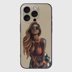 Чехол для iPhone 16 Pro силиконовый с защитой камеры Девушка с тату загорелая