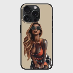 Чехол силиконовый для Apple iPhone 15 Pro Мax матовый Девушка с тату загорелая