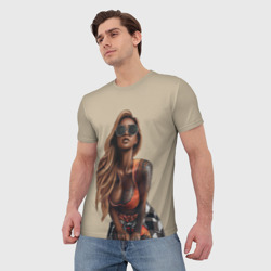 Мужская футболка 3D Девушка с тату загорелая - фото 2