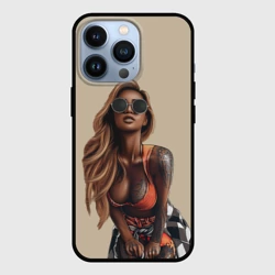 Чехол для iPhone 13 Pro Девушка с тату загорелая