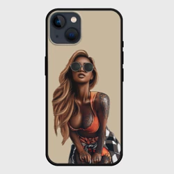 Чехол для iPhone 14 Девушка с тату загорелая