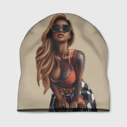 Шапка 3D Девушка с тату загорелая