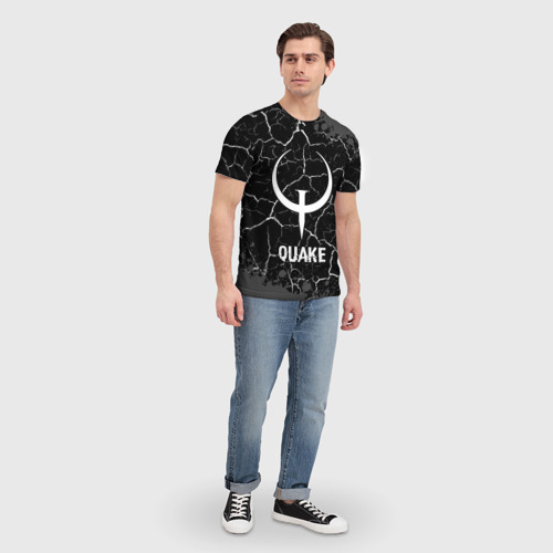 Мужская футболка 3D Quake glitch на темном фоне, цвет 3D печать - фото 5