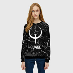 Женский свитшот 3D Quake glitch на темном фоне - фото 2