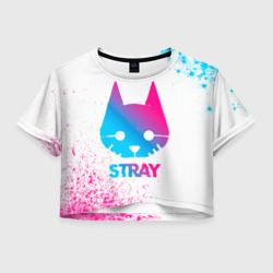 Женская футболка Crop-top 3D Stray neon gradient style